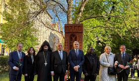 A Wreath-laying and commemorativeceremony at the Armenian Khachkar in Prague on the occasion of the 111th Anniversary of the Armenian Genocide